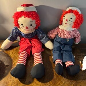 Set of Two Vintage Raggedy Ann & Andy Dolls